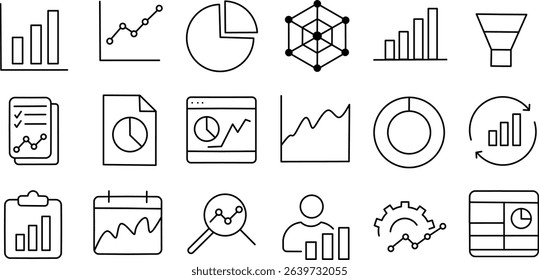 Business Analytics Stroke Icon Collections. Containing Charts, Graphs, Dashboards, and More Icons. Editable Stroke Icon Collection Outline Icon.