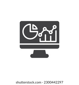 Business analytics vector icon. Monitor with business chart filled flat sign for mobile concept and web design. Online analytics diagram glyph icon. Symbol, logo illustration. Vector graphics