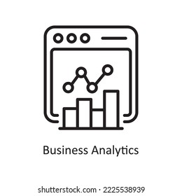 Business Analytics Vector Outline Icon Design illustration. Business and Finance Symbol on White background EPS 10 File