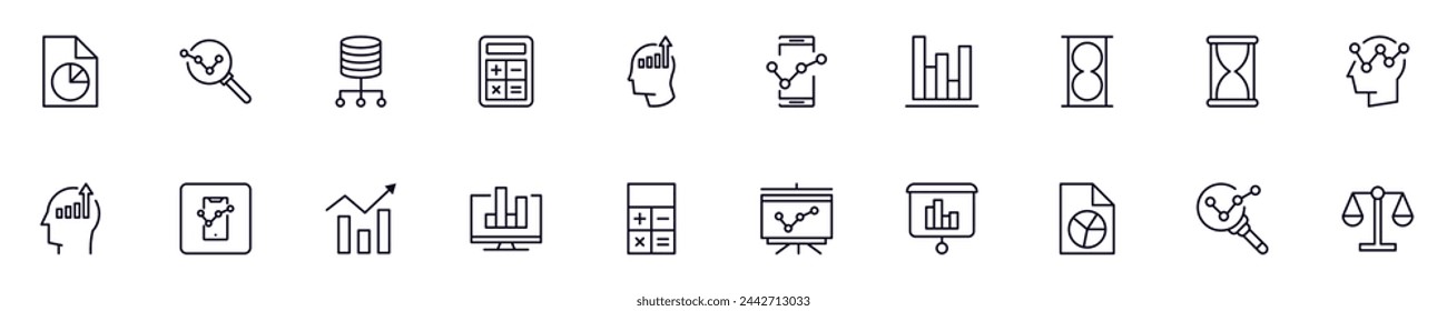 Business and analytics vector pictogram collection. Simple linear illustration that can be used as an design element for apps and websites 