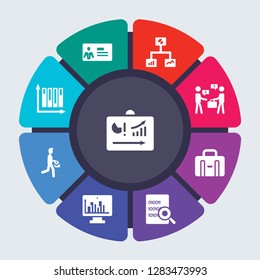 business and analytics vector template for infographics. Business concept with 9 options, steps, parts, segments. Banner infographic cycling diagram, round chart