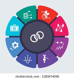 business and analytics vector template for infographics. Business concept with 9 options, steps, parts, segments. Banner infographic cycling diagram, round chart, Venn Variety icons