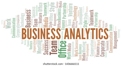 Business Analytics word cloud. Collage made with text only.