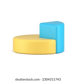 Gráfico de análisis de negocio diagrama gráfico circular diagrama de podio de planificación financiera informe de estadística 3d icono ilustración de vector realista. Flujo de trabajo del índice de datos del segmento de ventas del sector de la contabilidad comercial