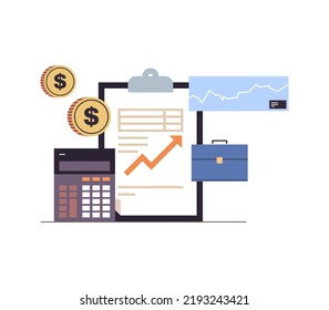 Análisis empresarial de la planificación de los datos institucionales informe de presentación de informes de presentación de informes de concepto de ilustración horizontal de vector plana.