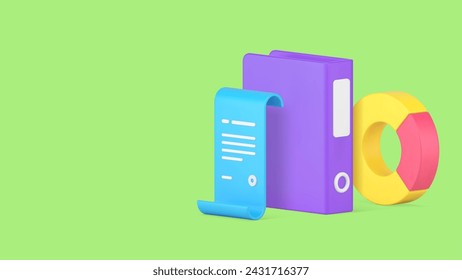 Business analyzing project management planning banner copy space 3d icon realistic vector illustration. Data information agreement contract brainstorming statistic control efficient productivity