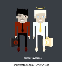 Business angel and devil wait for decisions