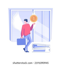 Business angel isolated concept vector illustration. Smiling angel investor, business enterprise, raising money, startup funding, financial help, investment process vector concept.