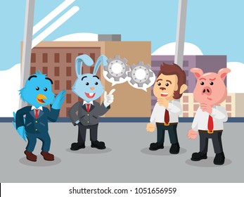 Business animal discussing about their plan in the office