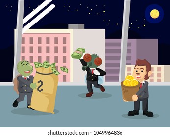 Business animals receive their payment in the office