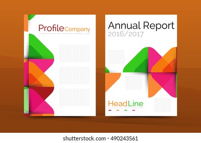 Business annual report cover design template, vector A4 brochure layout
