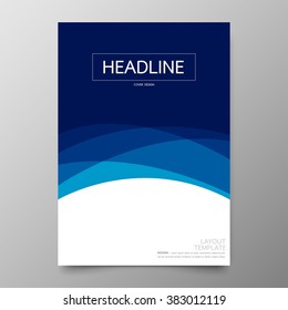 Business Annual Report Cover Template Design.Geometric Curve Blue Abstract Background.Layout In A4 Size
