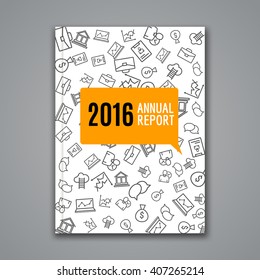 Business annual report with business icons pattern. Flyer brochure template cover