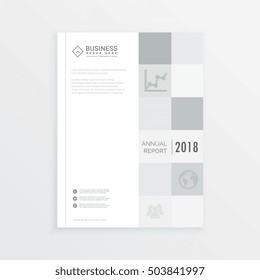 business annual report magazine cover design in A4 size with gray squares