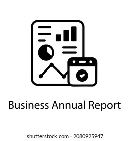 Business annual report in solid icon, editable vector 
