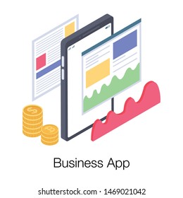 Business app analytics isometric icon 