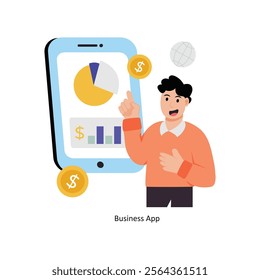 Business App  concept vector illustration. Data Analytics isolated On white Background.    