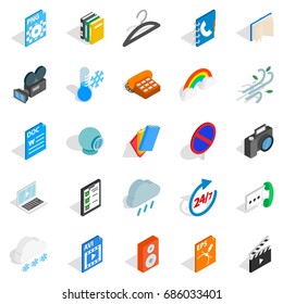 Business app icons set. Isometric set of 25 business app vector icons for web isolated on white background