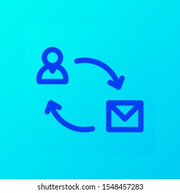 Business Applications Icon in trendy Outline style isolated on Blue gradient background. Administration Section symbol for your web site design Vector illustration