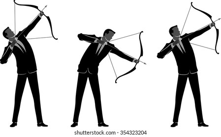 Business Archery Set-Varied aim angle of businessman choosing its target