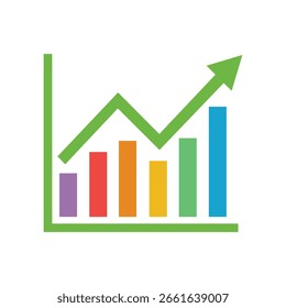 Das nach oben gehende Diagramm für die Business-Pfeilleiste stellt den Gewinn dar. Mehrfarbendiagramm