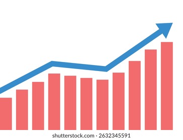 business arrow with bars graph rising up