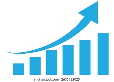 Business Arrow and Bars Graph Rising Up Symbolizing Profit and Growth