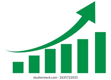 Business Arrow and Bars Graph Rising Up Symbolizing Profit and Growth