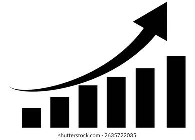 Business Arrow and Bars Graph Rising Up Symbolizing Profit and Growth