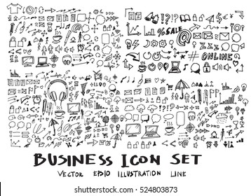 Business arrow bubble set sketch vector ink doodles