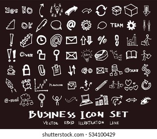 Business arrow bubble set sketch vector ink doodle on chalkboard