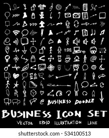 Business arrow bubble set sketch vector ink doodle on chalkboard