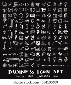 Business arrow bubble set sketch vector ink doodle on chalkboard
