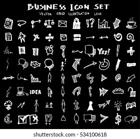 Business arrow bubble set sketch vector ink doodle on chalkboard