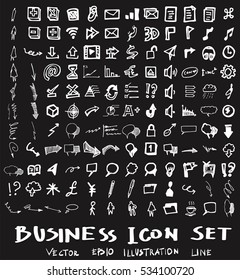 Business arrow bubble set sketch vector ink doodle on chalkboard