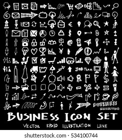 Business arrow bubble set sketch vector ink doodle on chalkboard