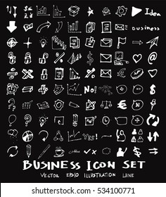 Business arrow bubble set sketch vector ink doodle on chalkboard