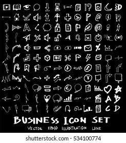 Business arrow bubble set sketch vector ink doodle on chalkboard