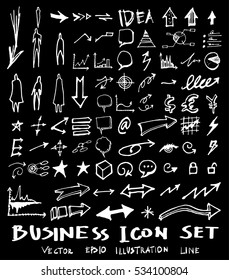 Business arrow bubble set sketch vector ink doodle on chalkboard