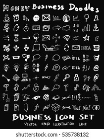 Business arrow bubble set sketch vector ink doodle on chalkboard