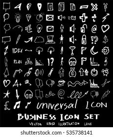 Business arrow bubble set sketch vector ink doodle on chalkboard