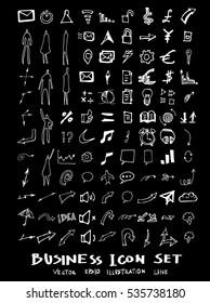 Business arrow bubble set sketch vector ink doodle on chalkboard