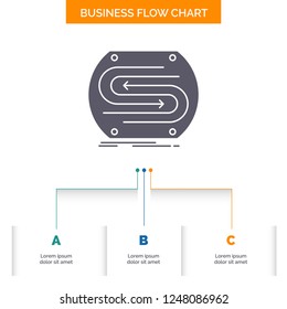 business arrow, concept, convergence, match, pitch Business Flow Chart Design with 3 Steps. Glyph Icon For Presentation Background Template Place for text.