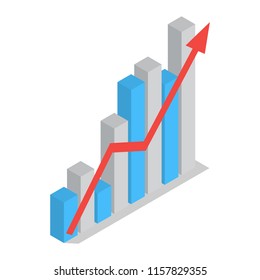 Business arrow develop graph icon. Isometric of business arrow develop graph vector icon for web design isolated on white background