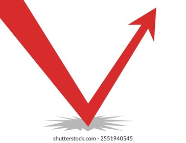 business arrow graph rebounding and soaring high, going high after a sharp decline indicating improving profits, trading profit and an economic boom