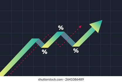 Business arrow graph rising up. Infographics charts