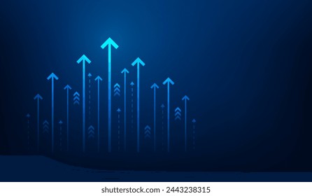 business arrow graph stock market growth to success. financial data graph strategy.market chart profit money. startup trading to success. vector illustration hi-tech.