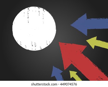 Business arrow growth hand draw in chalk on a blackboard