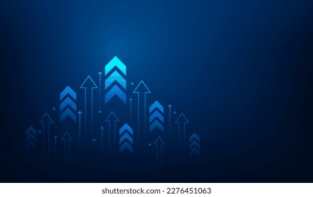 business arrow up growth line circuit technology on dark blue background. business investment to success. financial data graph strategy.market chart profit money. vector illustration hi-tech. - Shutterstock ID 2276451063