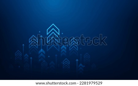 business arrow up growth line technology on dark blue background.business investment to success. financial data graph strategy.market chart profit money. vector illustration hi-tech.
